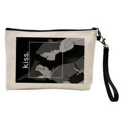 Pochette Trousse à crayons et maquillage lin imprimé citation film animation kiss