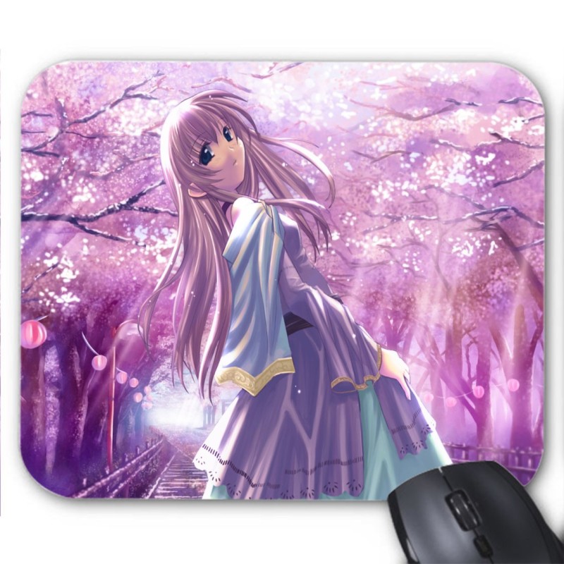 Tapis de souris imprimé geek anime manga fille rose