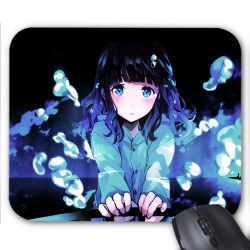 Tapis de souris imprimé geek anime manga fille bleu