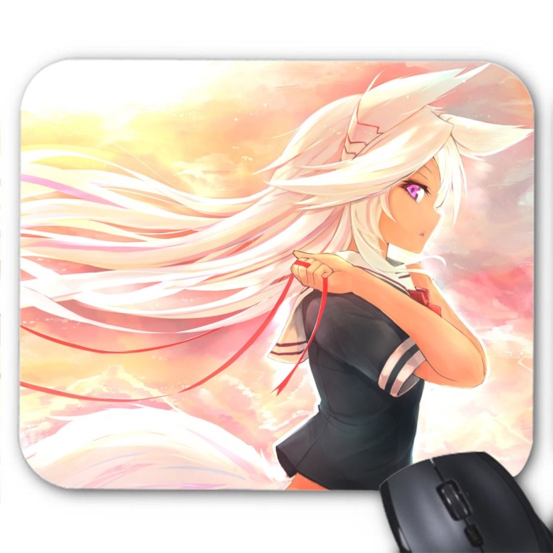 Tapis de souris imprimé geek anime manga fille chat