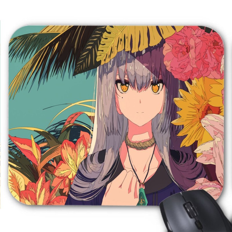 Tapis de souris imprimé geek anime manga fille fleurs