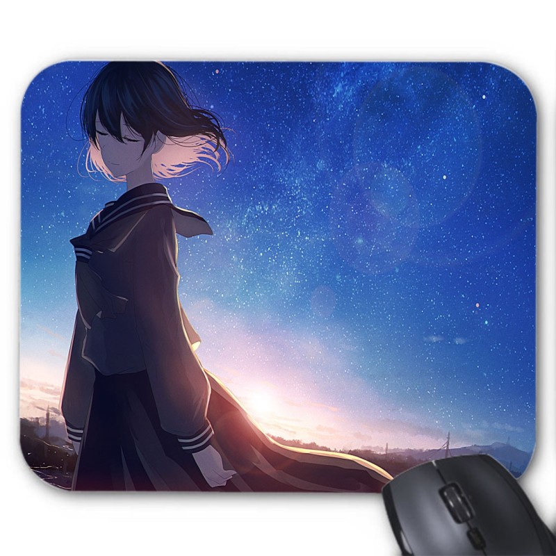 Tapis de souris imprimé geek anime manga fille ciel étoilé