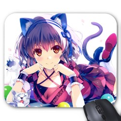 Tapis de souris imprimé geek anime manga fille chat