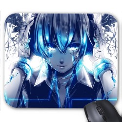 Tapis de souris imprimé Geek Anime Manga fille fleurs bleu