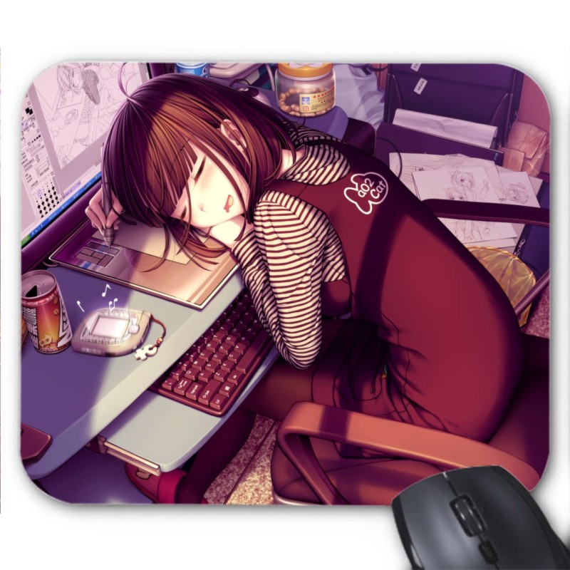 Tapis de souris imprimé Geek Anime Manga fille écolière