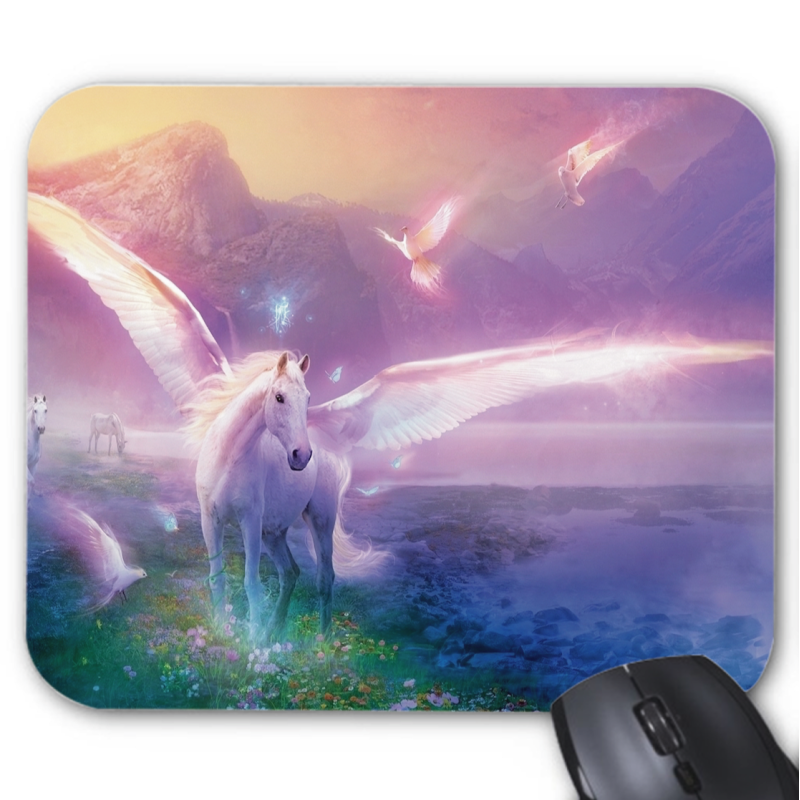 Tapis de souris imprimé Geek Anime Fantaisie Cheval aile