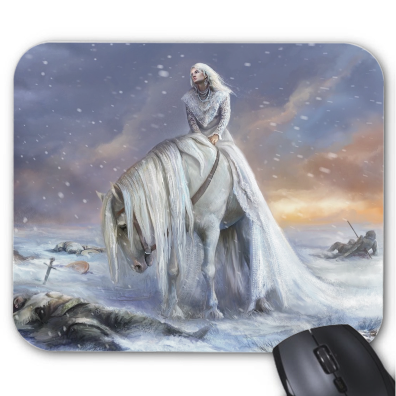 Tapis de souris imprimé Geek Anime Fantaisie Cheval neige