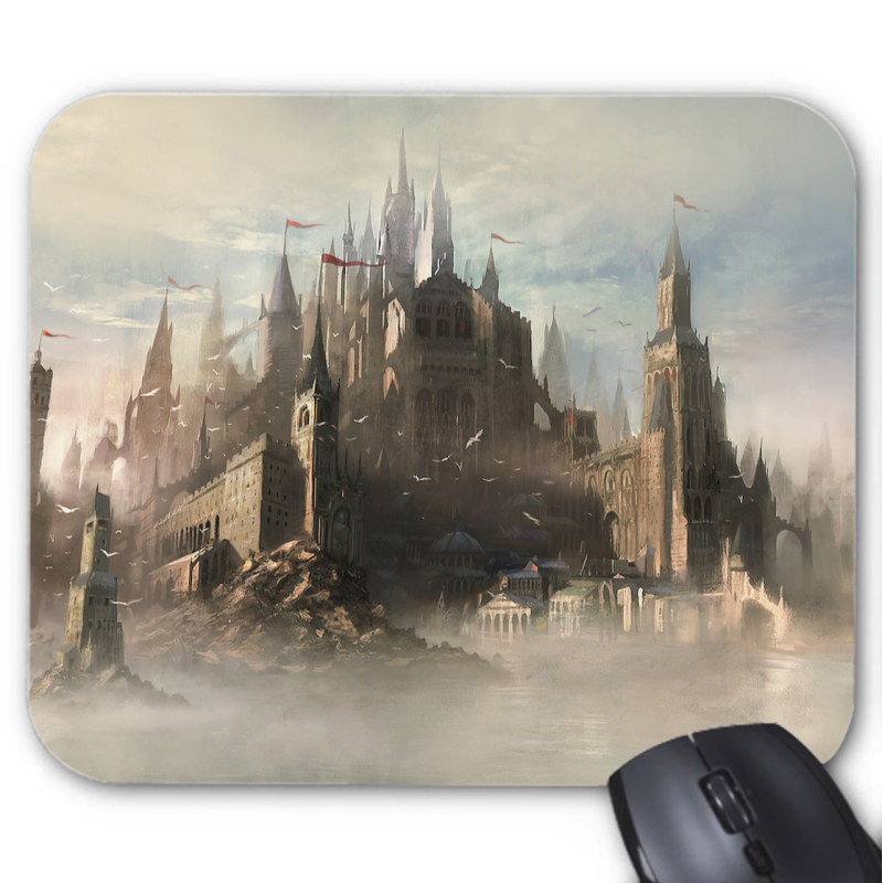 Tapis de souris imprimé Geek Anime Fantaisie Chateau