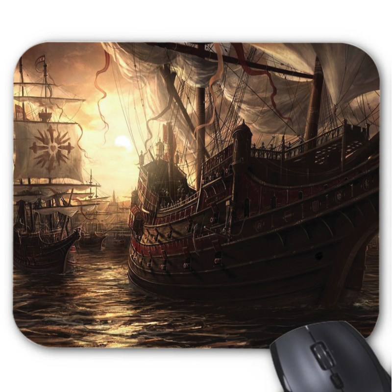 Tapis de souris imprimé Geek Anime Fantaisie Bateau pirate