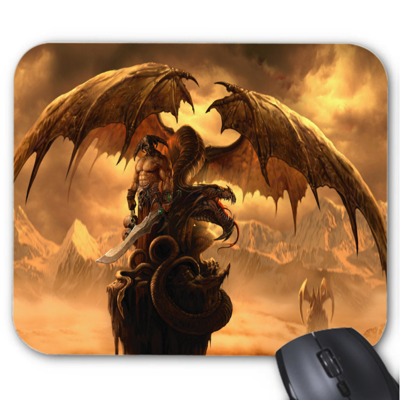 Tapis de souris imprimé Geek Anime Fantaisie dragon guerrier