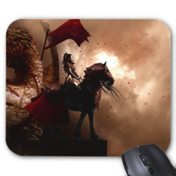 Tapis de souris imprimé Geek Anime Fantaisie guerrière cheval
