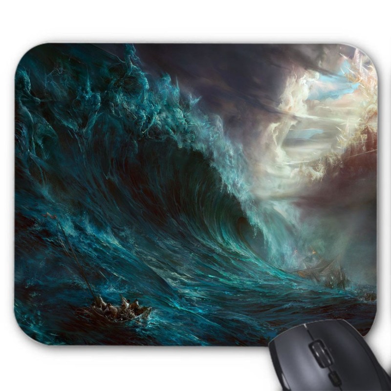 Tapis de souris imprimé fantaisie océan vague