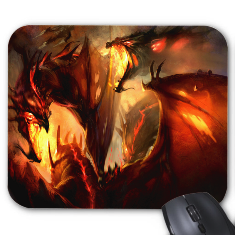 Tapis de souris imprimé fantaisie dragon rouge