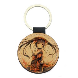 Porte-clés cuir végan marron - Cadeau - Imprimé en France - Manga fille