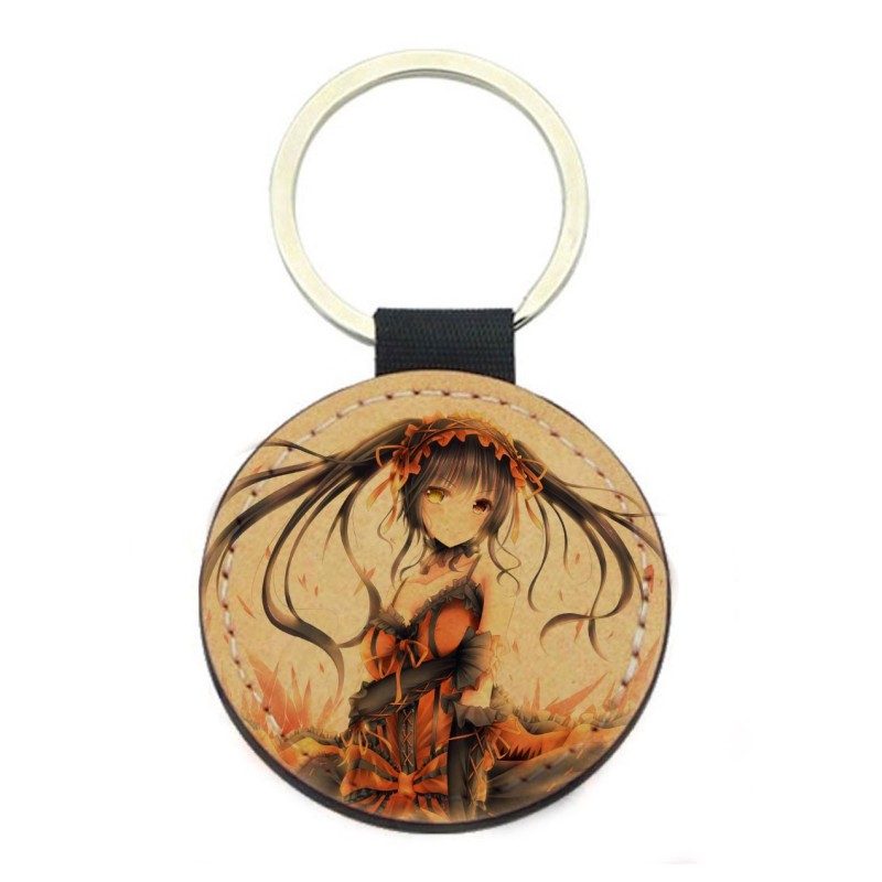 Porte-clés cuir végan marron - Cadeau - Imprimé en France - Manga fille