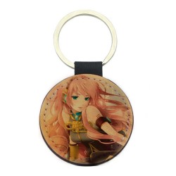 Porte-clés cuir végan marron - Cadeau - Imprimé en France - Manga fille