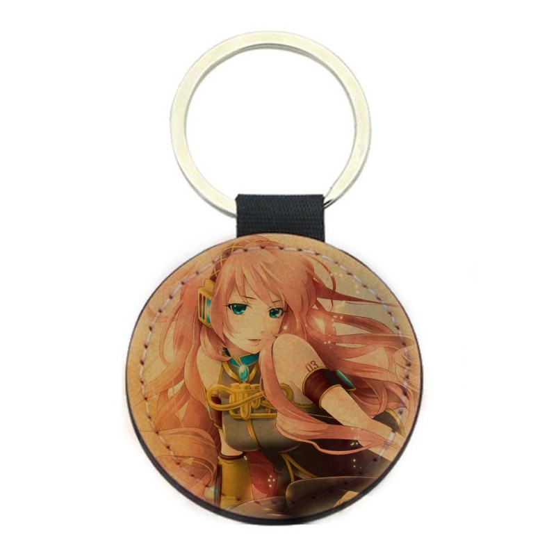 Porte-clés cuir végan marron - Cadeau - Imprimé en France - Manga fille