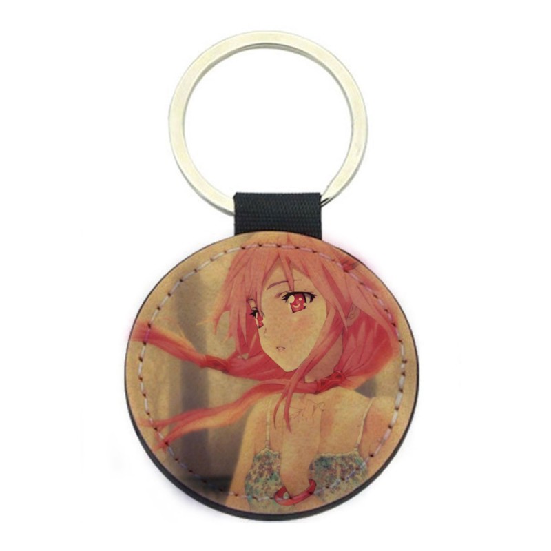 Porte-clés cuir végan marron - Cadeau - Imprimé en France - Manga fille