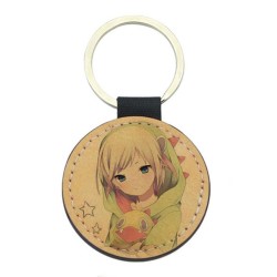 Porte-clés cuir végan marron - Cadeau - Imprimé en France - Manga fille