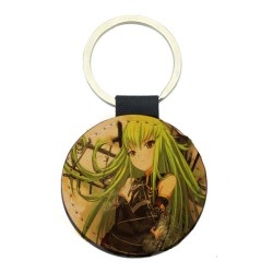 Porte-clés cuir végan marron - Cadeau - Imprimé en France - Manga fille