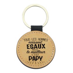 Porte-clés cuir végan marron - Cadeau - Imprimé en France - Cadeau Fête grands pères - Imprimé en France - Tous les hommes naiss