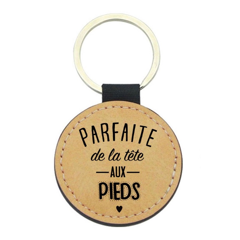 Porte-clés cuir végan marron - Cadeau - Imprimé en France - Parfaite de la tête aux pieds