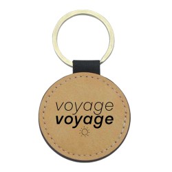Porte-clés cuir végan marron - Cadeau - Imprimé en France - citation voyage voyage