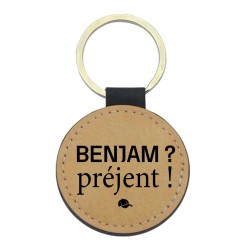 Porte-clefs cuir végan marron imprimé Benjam ?  prejent !
