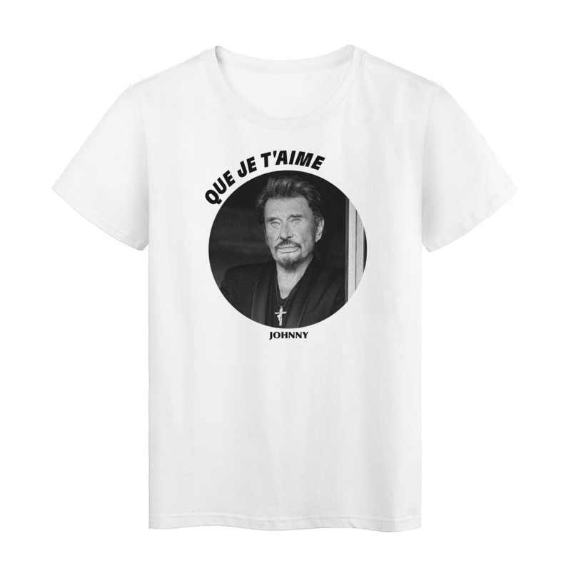 T-Shirt imprimé - Cadeau - Célébrité Johnny hally - Citation Que je t'aime