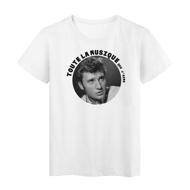 T-Shirt imprimé - Cadeau - Chanteur Johnny hally - Citation Toute la musique que j'aime