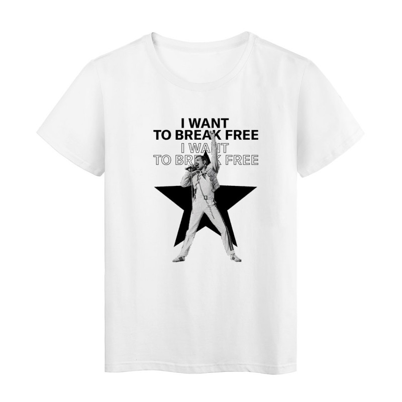 T-Shirt imprimé - Cadeau - Célébrité Rock- Citation i want to break free - ref4011