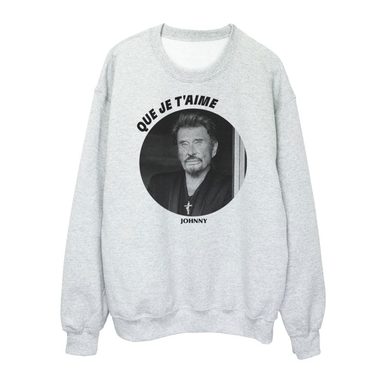 Sweat shirt imprimé - Célébrité Johnny hally - Citation Que je t'aime - ref4057 - Fabriqué en France