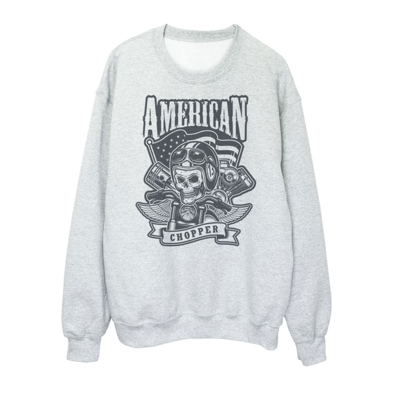 Sweat shirt imprimé - Rock American biker- illustration tête de mort