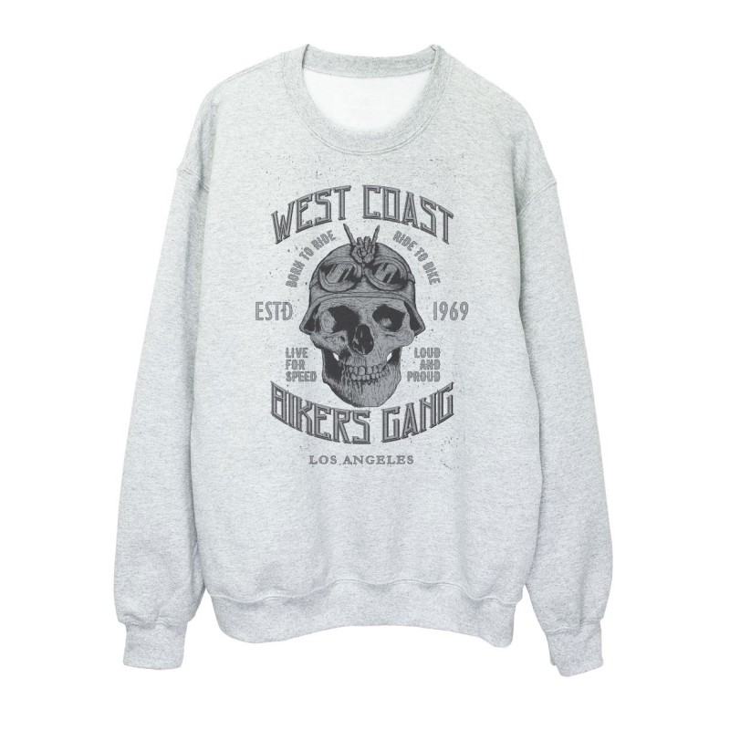 Sweat shirt imprimé - Rock American biker- illustration tête de mort