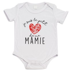 Body bébé - Cadeau naissance - imprimé citation Humour - Je suis le petit de ma mamie