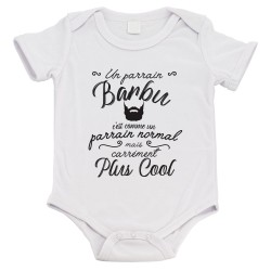 Body bébé - Cadeau Baptême - imprimé humour - Un parrain barbu carrément plus cool