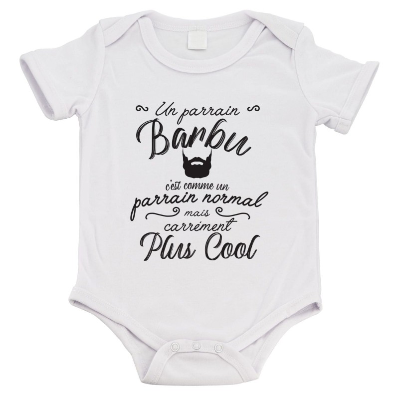 Body bébé - Cadeau Baptême - imprimé humour - Un parrain barbu carrément plus cool