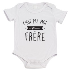 Body bébé - Cadeau Baptême - imprimé humour - C'est pas moi c'est mon frère