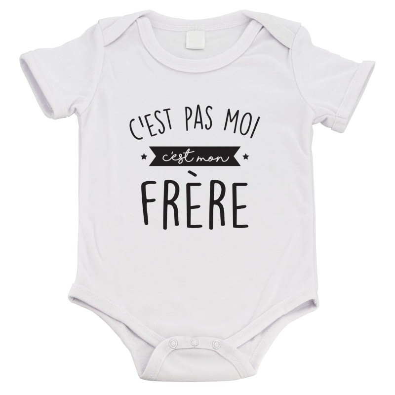 Body bébé - Cadeau Baptême - imprimé humour - C'est pas moi c'est mon frère