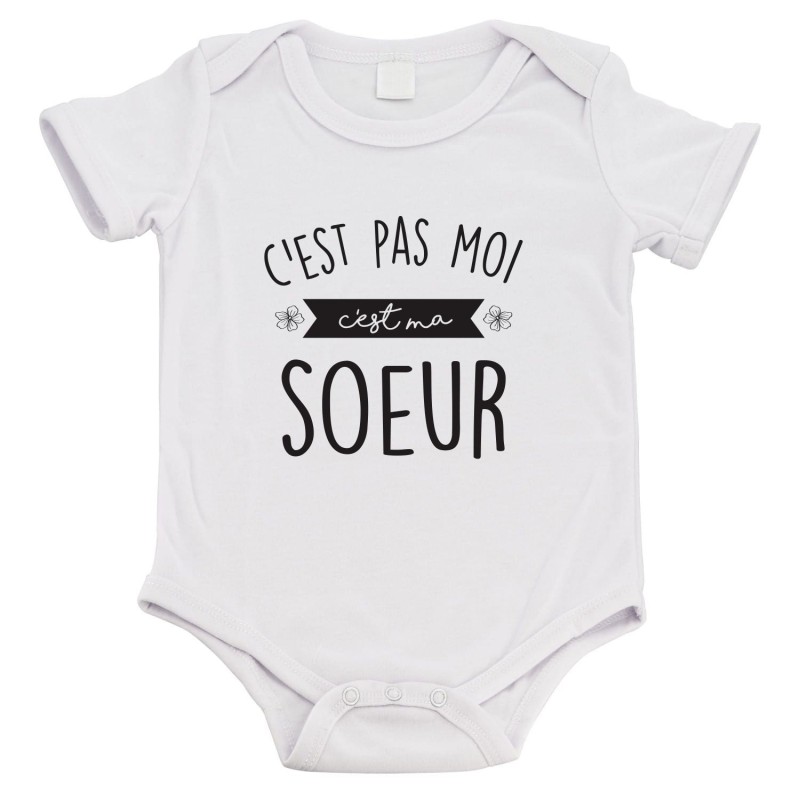 Body bébé - Cadeau Baptême - imprimé humour - C'est pas moi c'est ma soeur