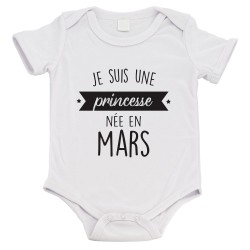 Body bébé - Cadeau Baptême - imprimé humour - Je suis une princesse née en Mars