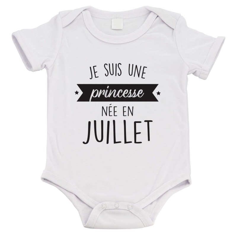 Body bébé - Cadeau Baptême - imprimé humour - Je suis une princesse née en Juillet