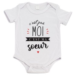 Body bébé - Cadeau Baptême - imprimé humour - C'est pas moi c'est ma soeur