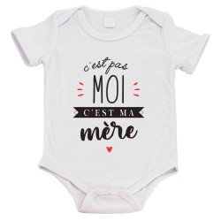 Body bébé - Cadeau Baptême - imprimé humour - C'est pas moi c'est ma mère