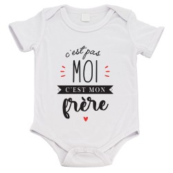 Body bébé - Cadeau Baptême - imprimé humour - C'est pas moi c'est ma frère
