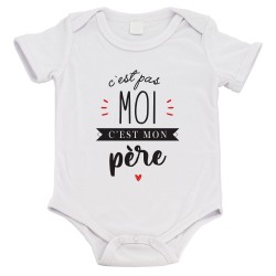 Body bébé - Cadeau Baptême - imprimé humour - C'est pas moi c'est ma Père