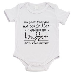 Body bébé - Cadeau Baptême - imprimé humour - Un jour viendra ma cendrillon