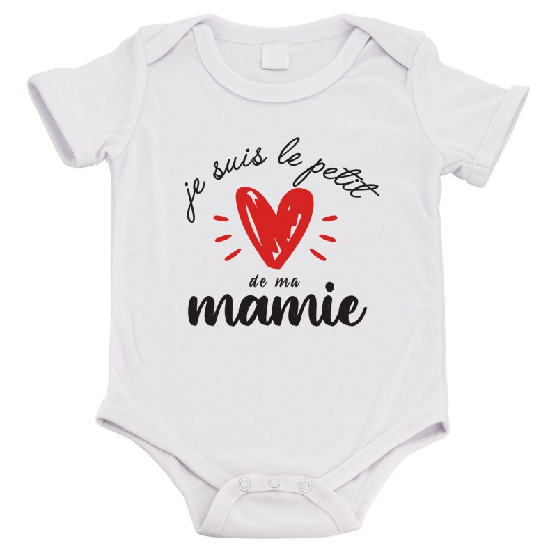 Body bébé - Cadeau Baptême - imprimé humour - Je suis le petit de ma mamie