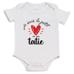 Body bébé - Cadeau Baptême - imprimé humour - Je suis le petit de ma Tatie