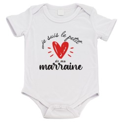 Body bébé - Cadeau Baptême - imprimé humour - Je suis le petit de ma Marraine